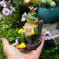 Miniature Frog Garden Statue with Solar Light Home Decor Fairy Garden Accessories Frog Decor for Patio, Balcony, Yard, Lawn Bedroom 2.3"x3.3"x5"