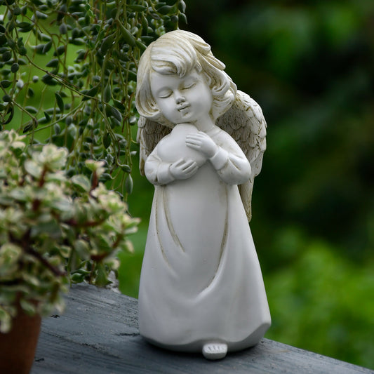 Angel Holding a Heart Art Sculptures Statues and Collectible Figurine