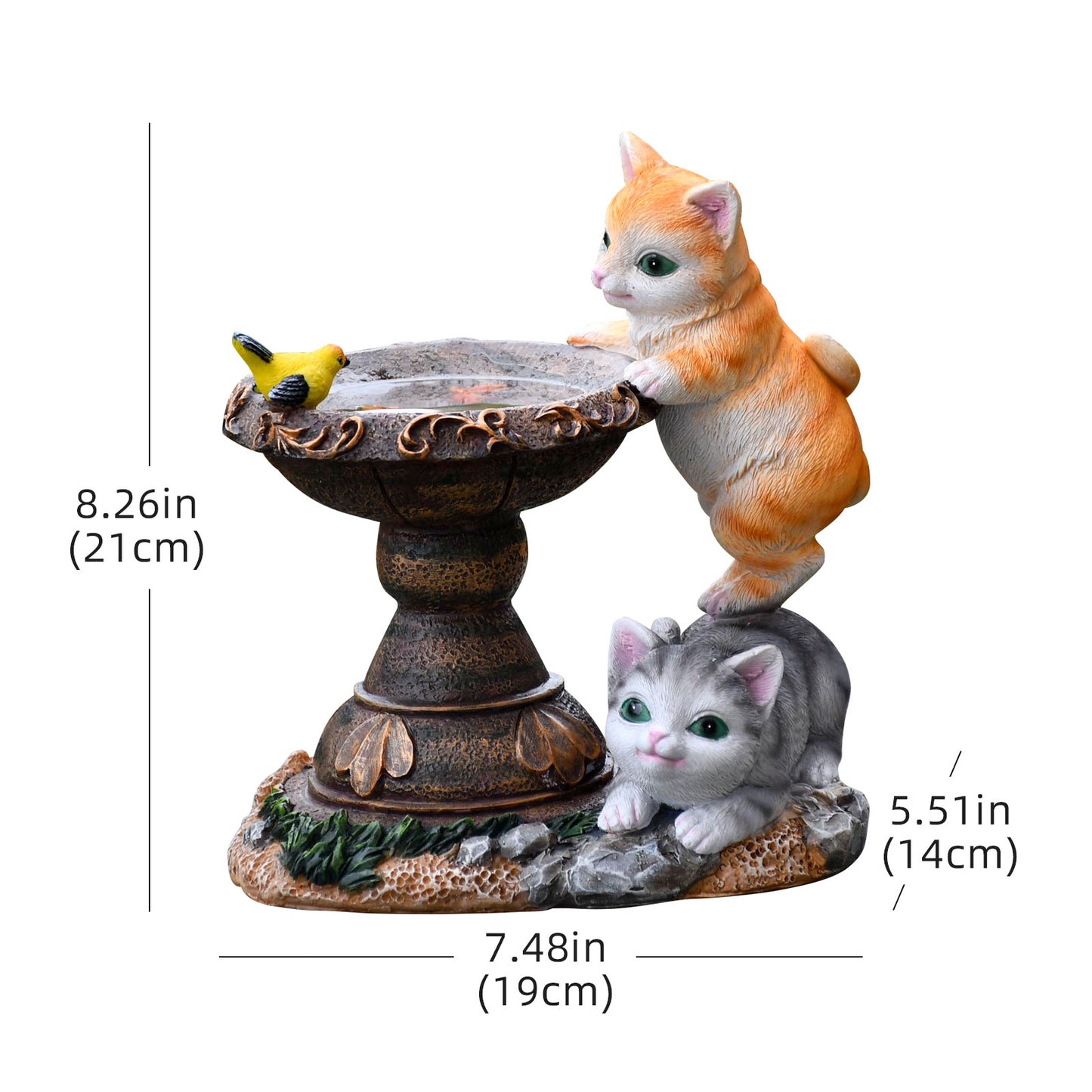 Outdoor Cat Statue with Solar LED Light